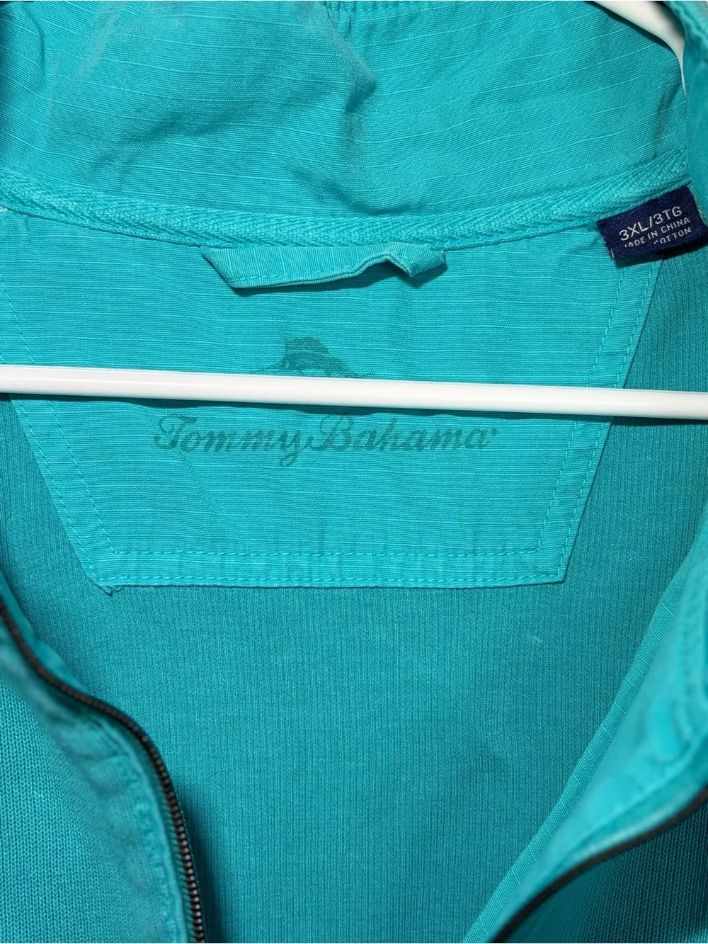 Tommy Bahama Teal Half-Zip Pullover with Red Logo